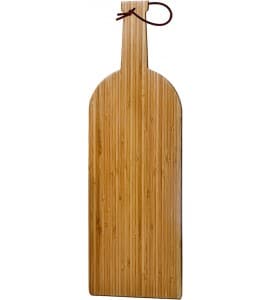Bamboo Cutting Board, Large (Wine Bottle Shape) With Leather Strap