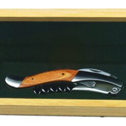 Michelangelo Waiter’s Corkscrew- Beechwood or Rosewood Handle – Natural Wood Box- Engrave